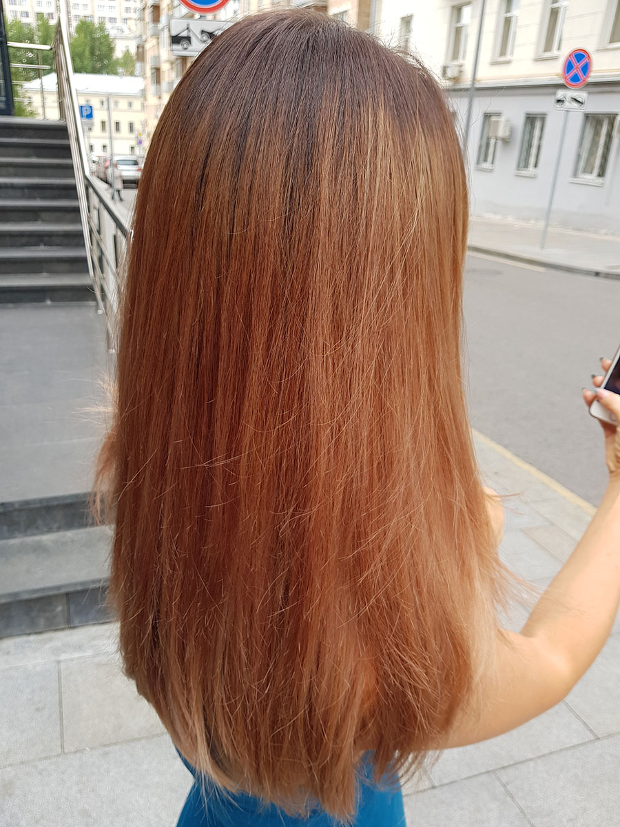 Haare mit Evelnys Farbergebnis eines Farbseminars
